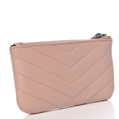 Saint Laurent Calfskin Matelasse Monogram Key Pouch Pale Pink 3 of 8