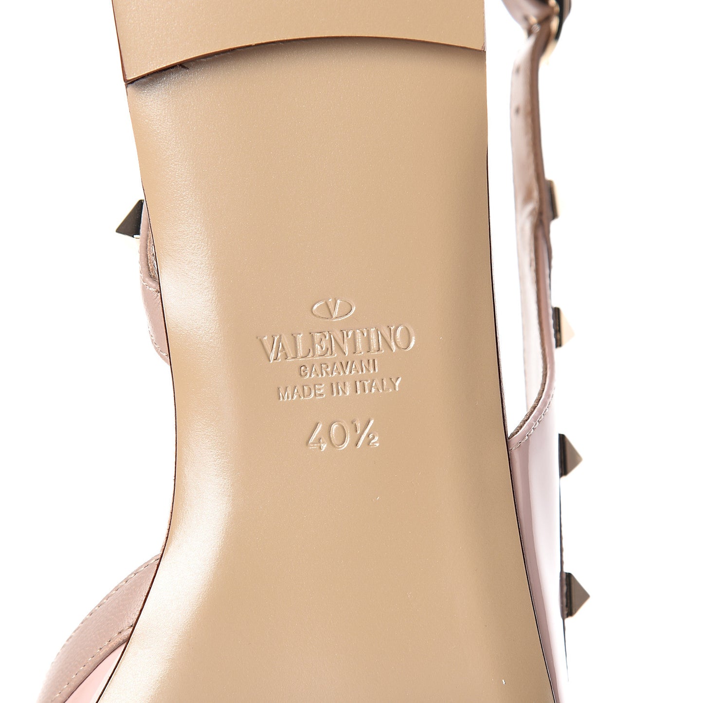 Patent Rockstud Slingback Flats 40.5 Water Rose Poudre