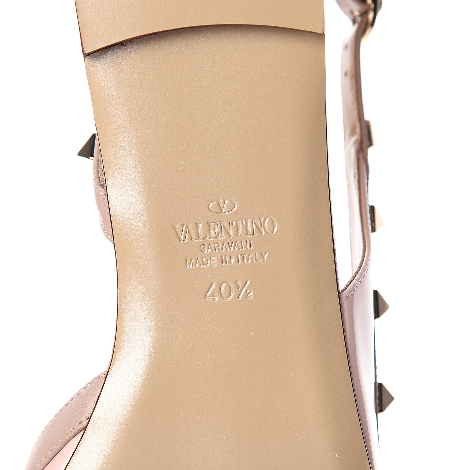 Valentino Garavani Patent Rockstud Slingback Flats 40.5 Water Rose Poudre 6 of 9
