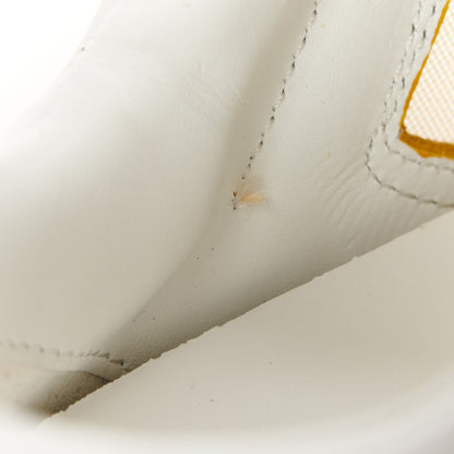 Fendi Grained Calfskin Fabric Mesh Mens Fancy Low Top Sneakers 42 White Yellow 10 of 11