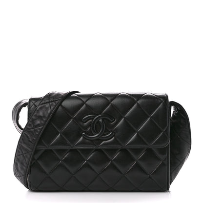 Chanel Lambskin Quilted CC Single Flap Shoulder Bag Black 1 of 14