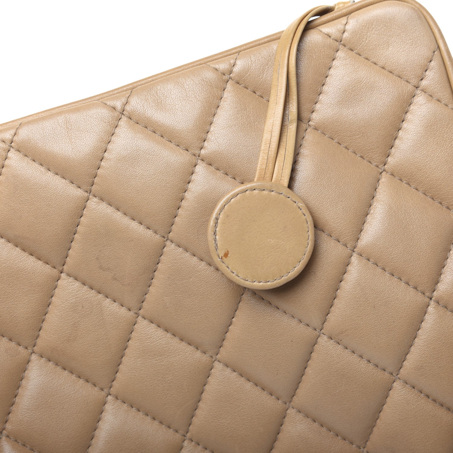 Chanel Lambskin Quilted Cosmetic Zip Pouch Beige 15 of 21