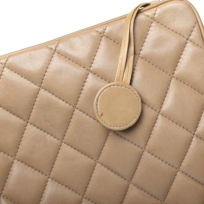 Chanel Lambskin Quilted Cosmetic Zip Pouch Beige 15 of 21