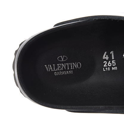 Valentino Garavani Calfskin VLTN Birkenstock Slide Sandals 41 Black 6 of 9