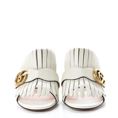 Gucci Malaga Kid GG Marmont Fringe 75mm Slide Sandals 37 Mystic White 2 of 9