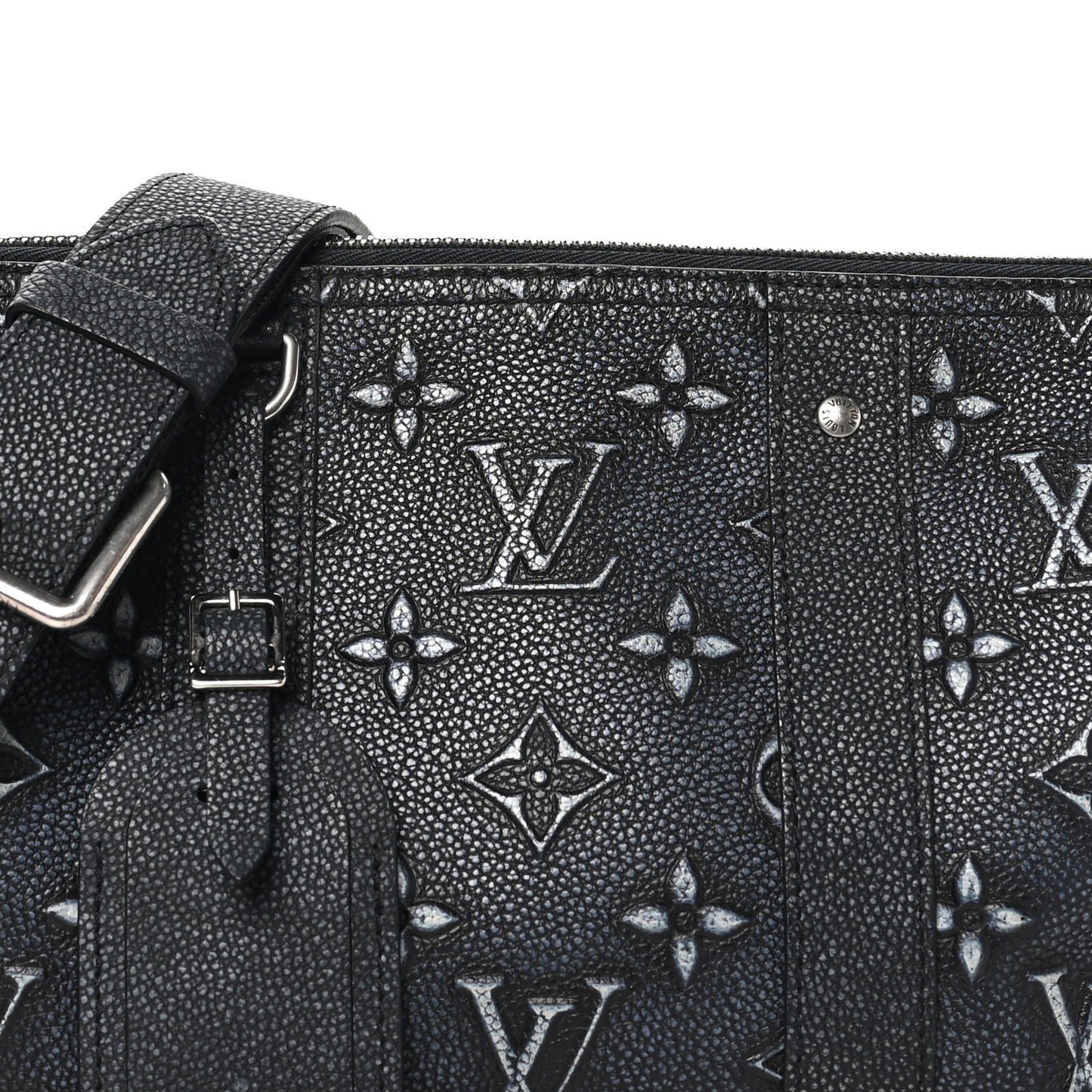 Cowhide Faded Monogram City Keepall Charcoal