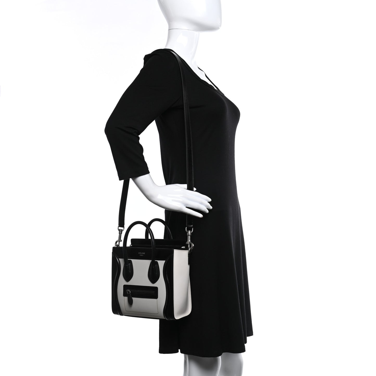 Smooth Calfskin Lizard Embossed Nano Luggage White Black