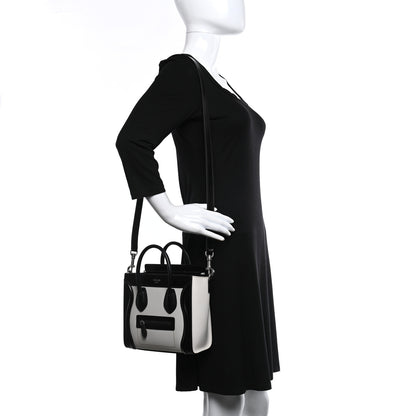 Celine Smooth Calfskin Lizard Embossed Nano Luggage White Black 2 of 8
