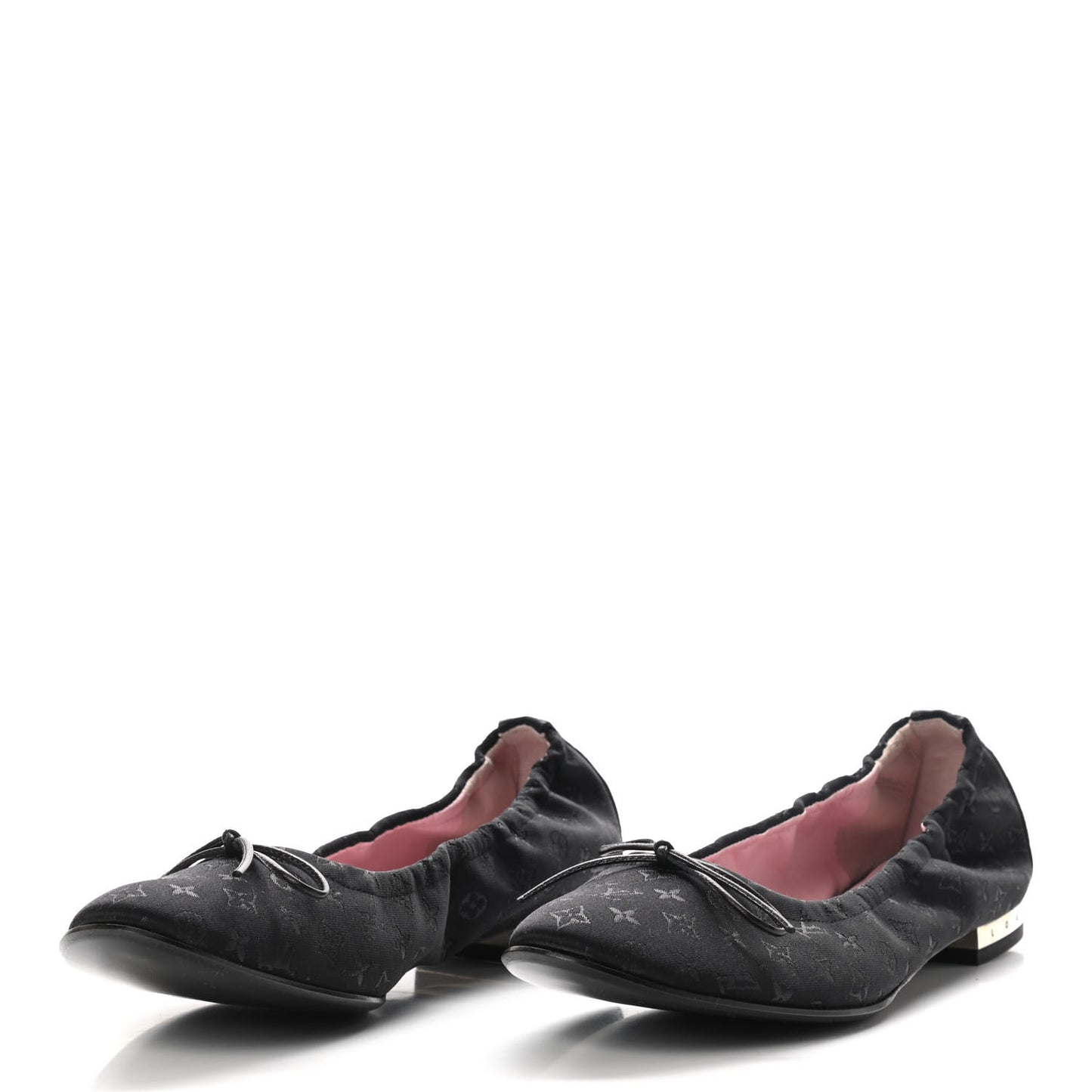 Satin Monogram Ballerina Flats 36.5 Black