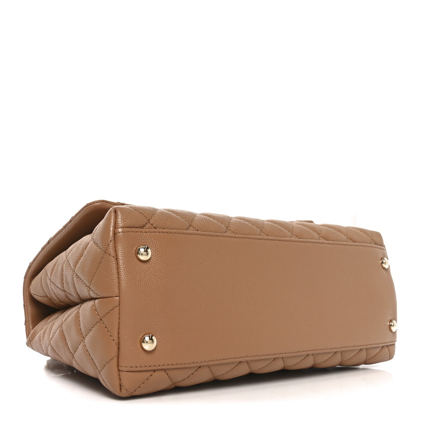 Caviar Quilted Small Coco Handle Flap Brown