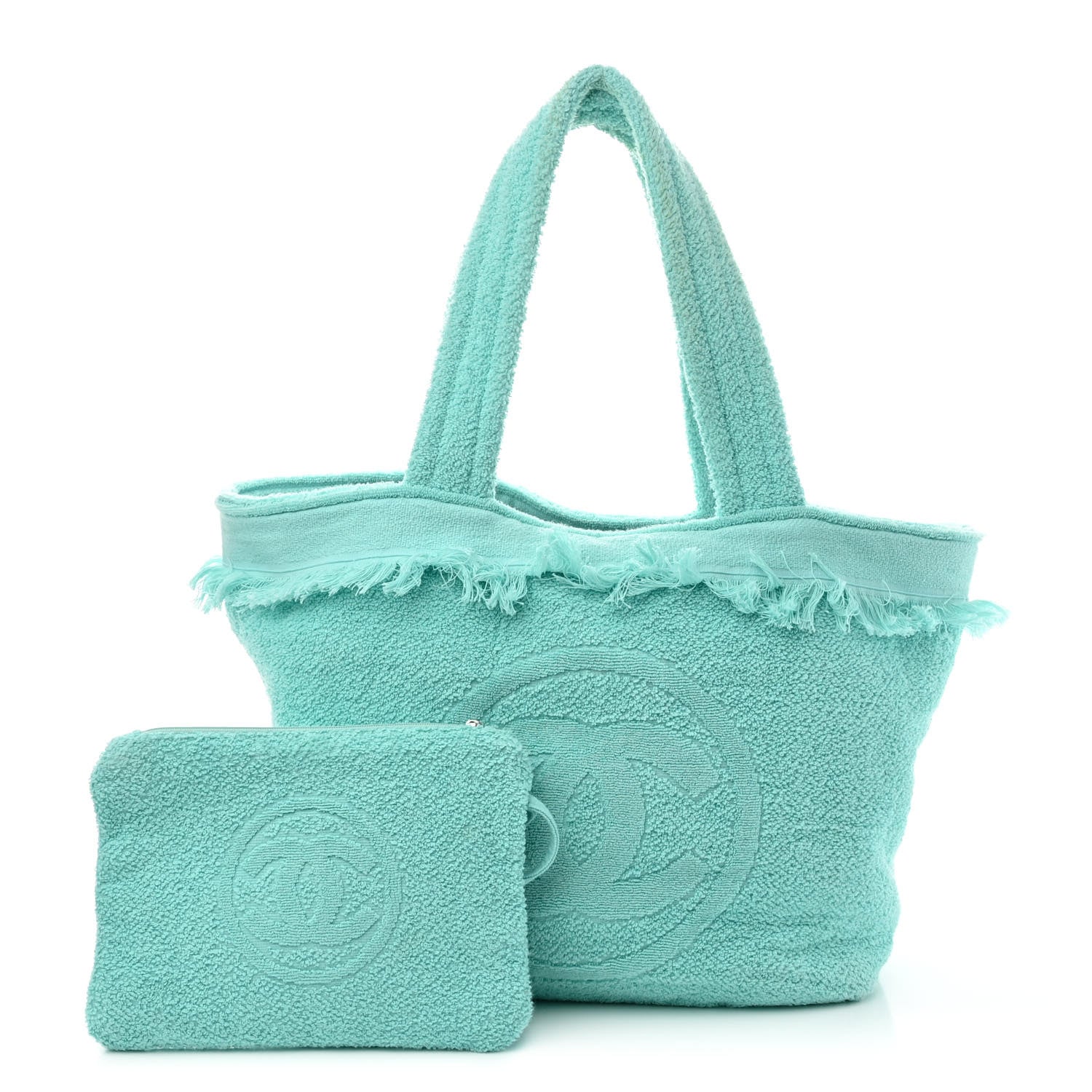 Chanel Terry Cotton CC Beach Tote Turquoise 1 of 10