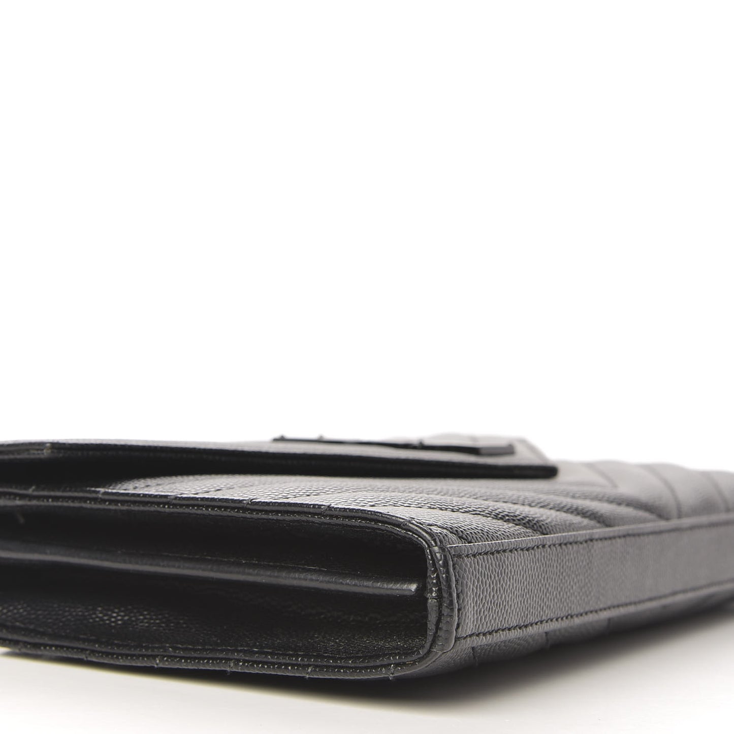 Grain De Poudre Matelasse Chevron Monogram Chain Wallet Black