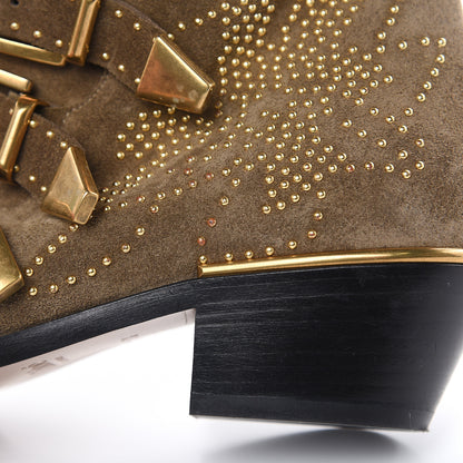 Chloe Suede Sheepskin Studded Susanna Ankle Boots 37.5 Green 11 of 11