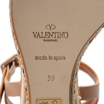 Valentino Garavani Canvas Calfskin Native Couture 1975 Espadrille Wedge Sandals 39 Alpaca Multicolor 6 of 8