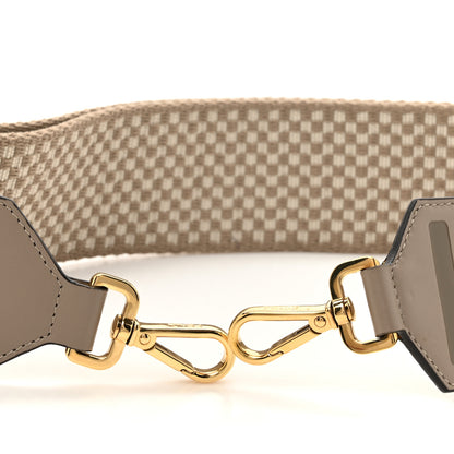 Fendi Ribbon Vitello King Logo Embossed Gingham Woven Adjustable Strap You Beige 3 of 5
