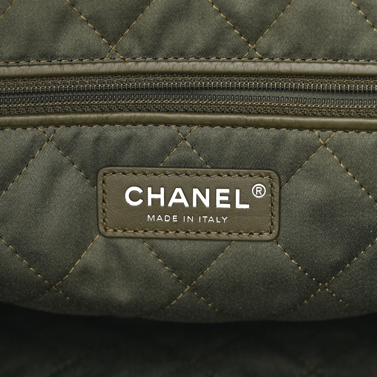 Shiny Calfskin Quilted Small Chanel 22 Khaki