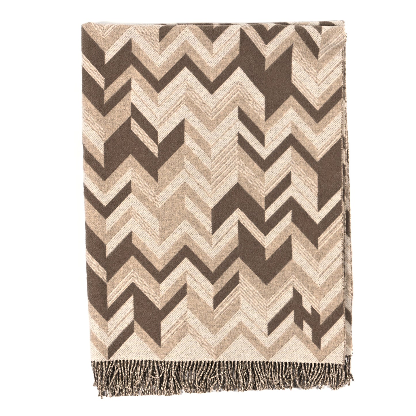 Wool Cashmere Chevrons Camo Blanket Ficelle