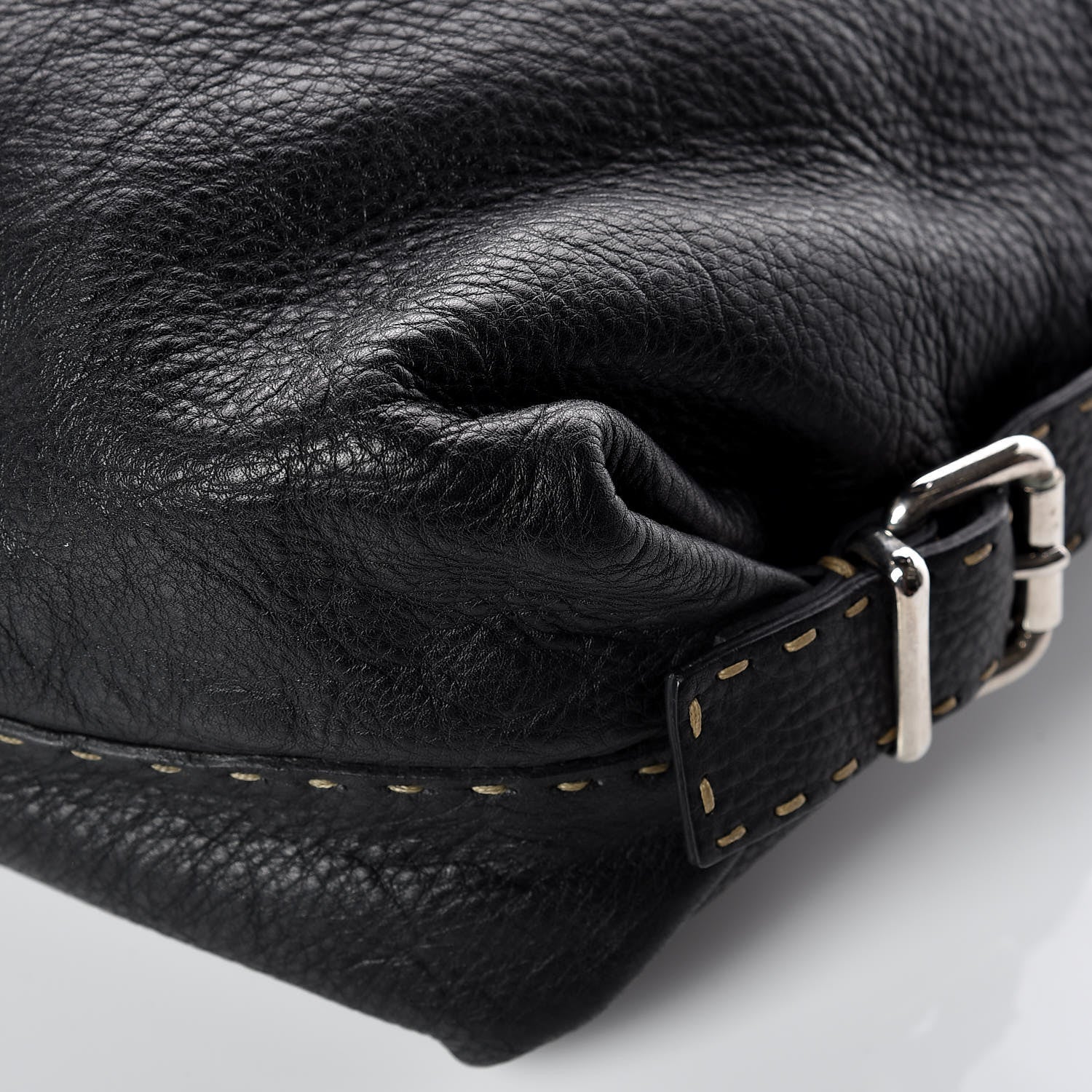 Fendi Calfskin Romano Large Selleria Hobo Black 13 of 14