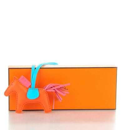Hermes Milo Lambskin Grigri Rodeo Horse Bag Charm PM Orange Poppy Rose Azalee Bleu Azteque 4 of 4