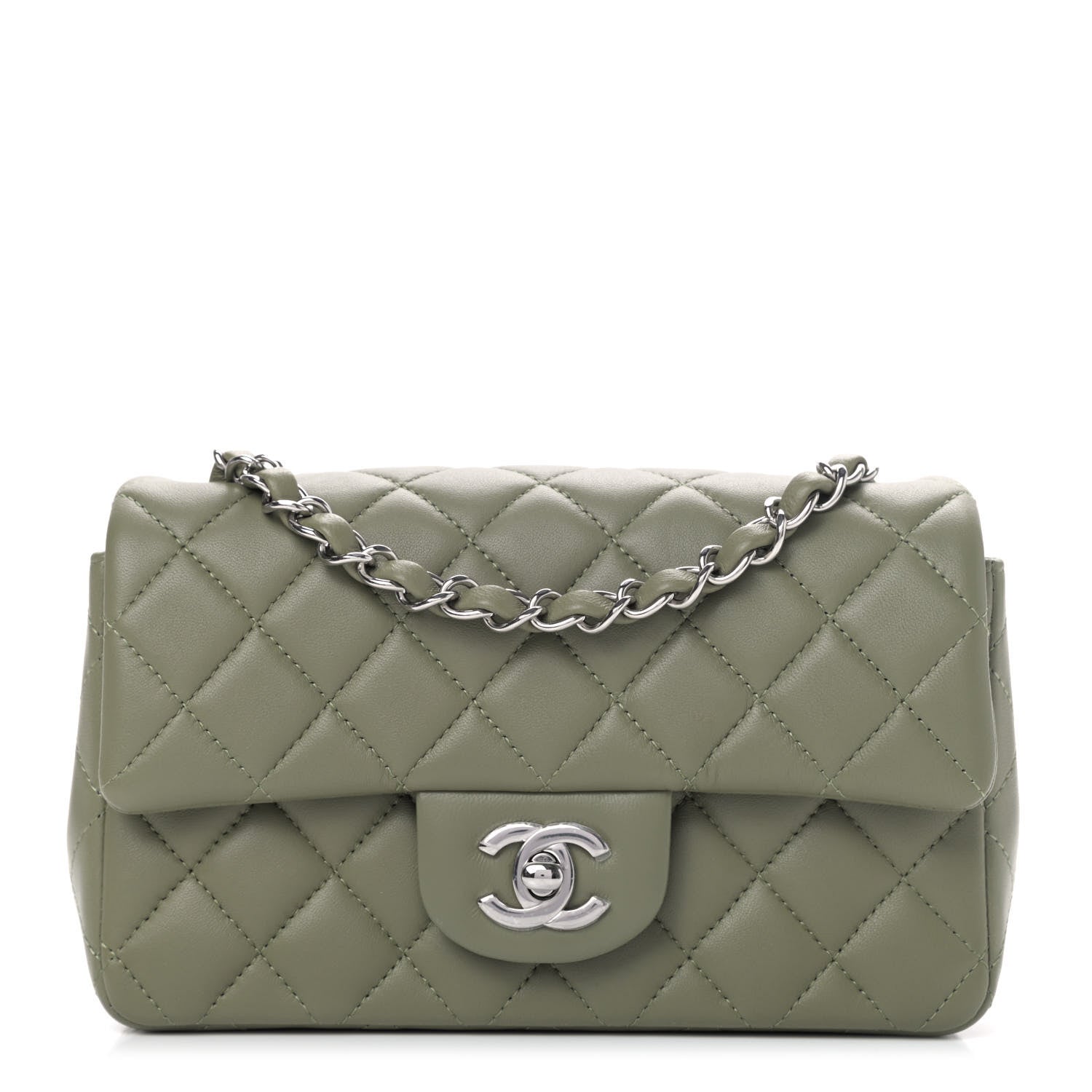 Chanel Lambskin Quilted Mini Rectangular Flap Green 1 of 6