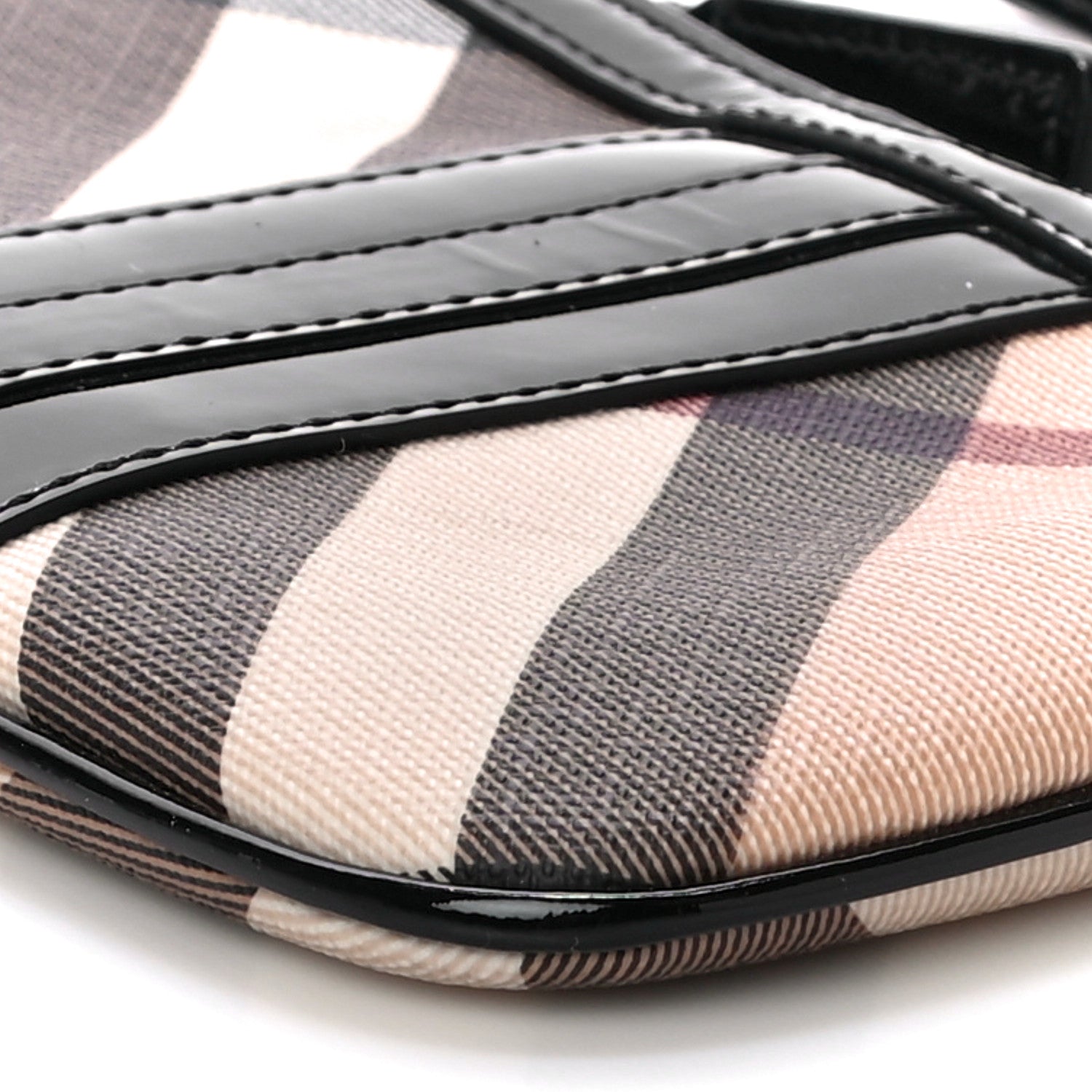 Burberry Patent Nova Check Wristlet Pouch Black 9 of 10
