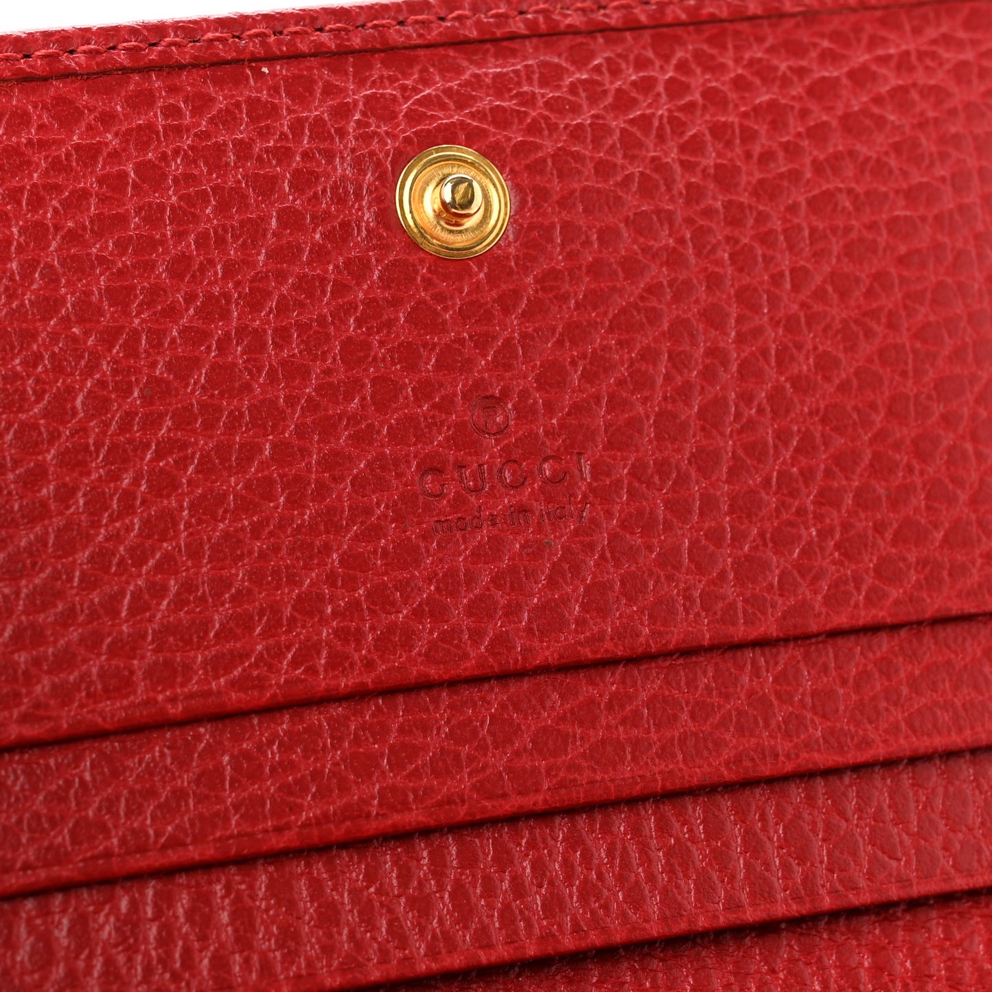 Pebbled Calfskin GG Marmont Card Case Hibiscus Red