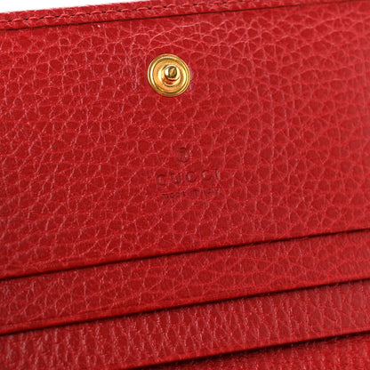 Gucci Pebbled Calfskin GG Marmont Card Case Hibiscus Red 6 of 7