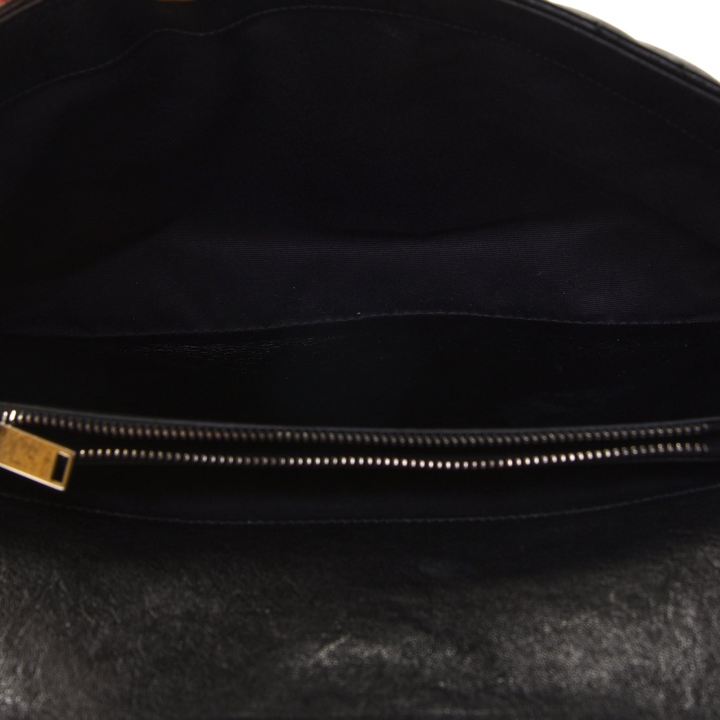 Sheepskin Matelasse Chevron Monogram Monochrome Large College Satchel Black