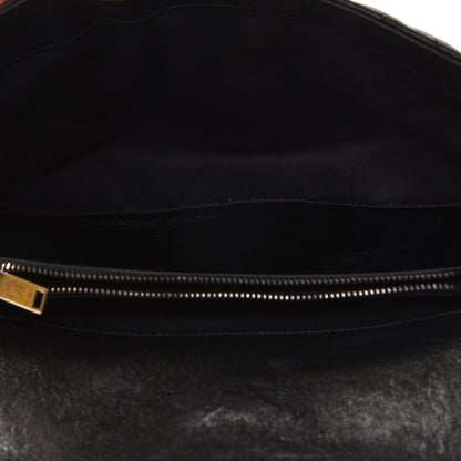 Saint Laurent Sheepskin Matelasse Chevron Monogram Monochrome Large College Satchel Black 7 of 9