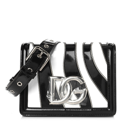 Dolce & Gabbana Polished Calfskin Patchwork Zebra 3.5 Crossbody Bag Black White 1 of 8