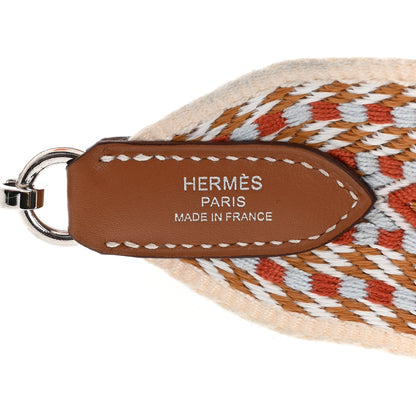 Hermes Toile Swift 50mm Sangle Cavale Shoulder Strap Cornaline White Gold 4 of 6