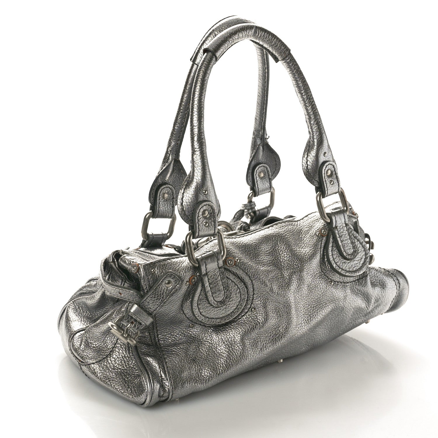 Chloe Metallic Calfskin Medium Paddington Satchel Argent 3 of 13