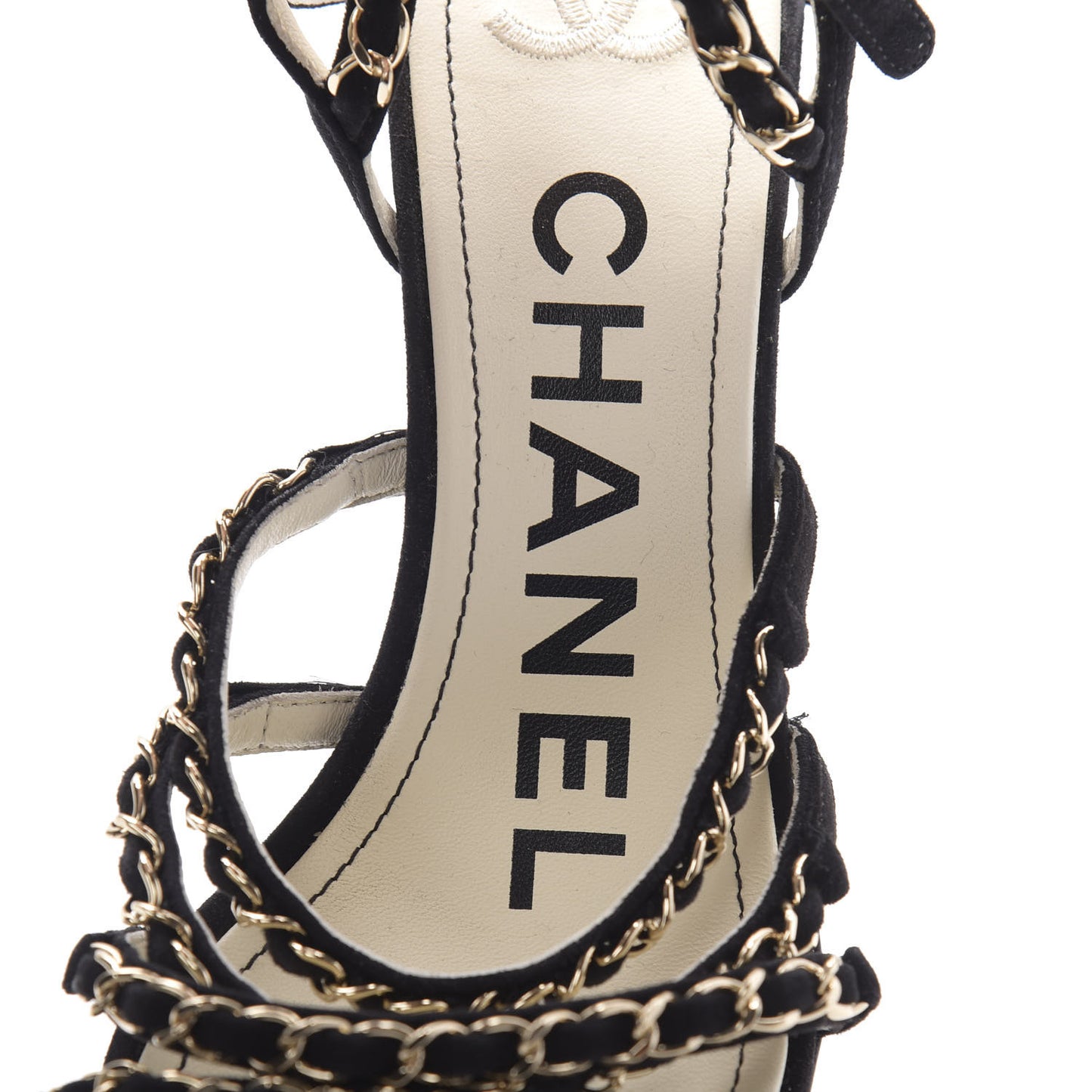 Suede Chain Sandals 38.5 Black