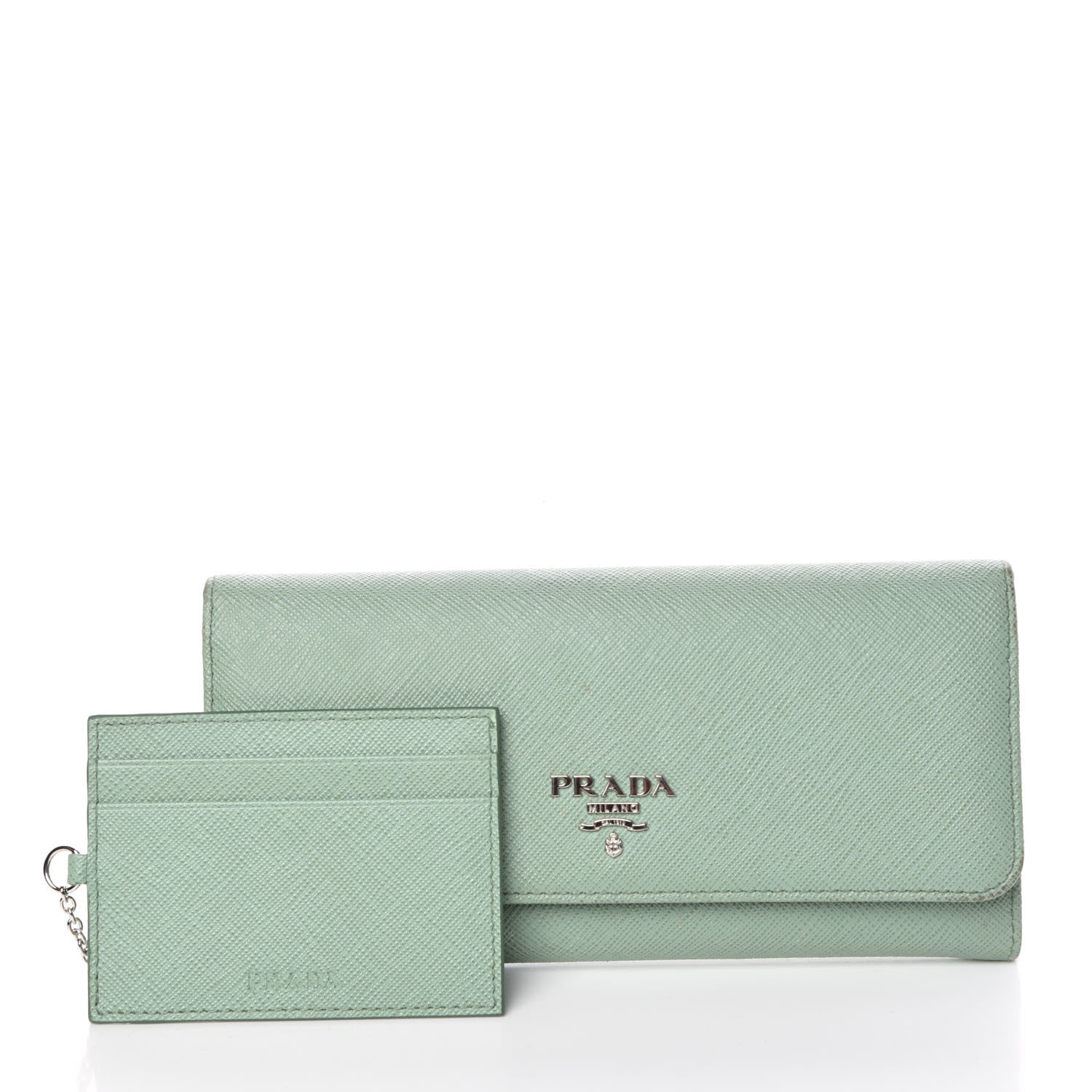 Prada Saffiano Metal Continental Flap Wallet Acquamarina 3 of 16