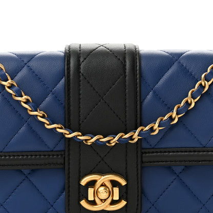Chanel Lambskin Quilted Elegant CC Wallet On Chain WOC Blue Black 9 of 11