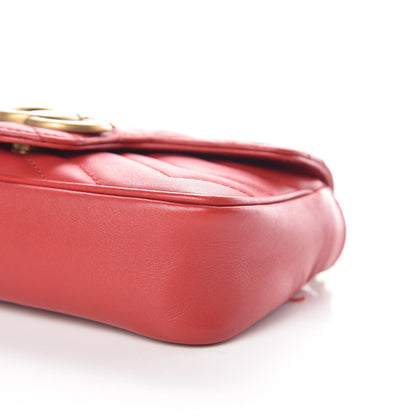 Gucci Calfskin Matelasse Super Mini GG Marmont Shoulder Bag Hibiscus Red 6 of 10
