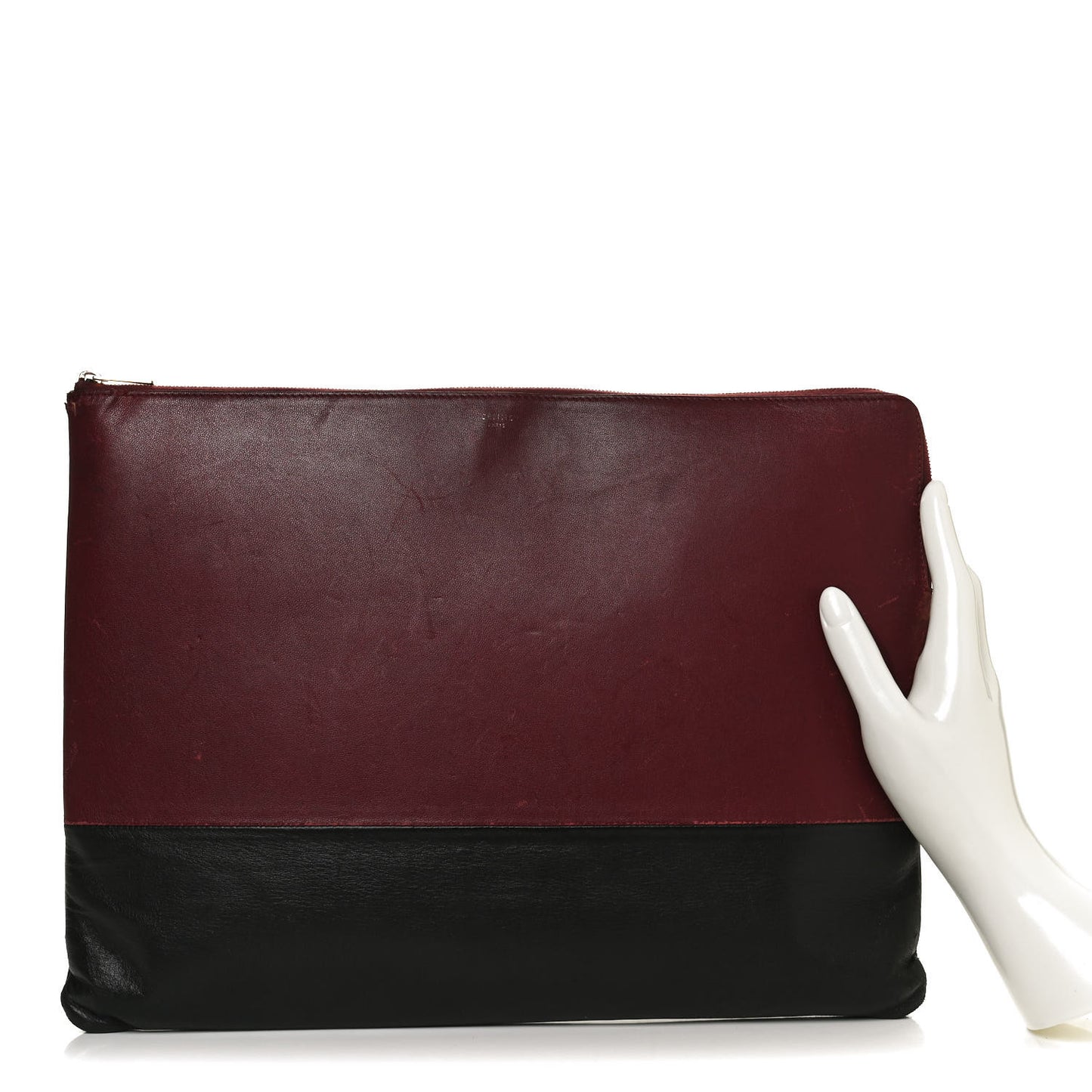 Lambskin Bicolor Computer Case Light Burgundy Navy
