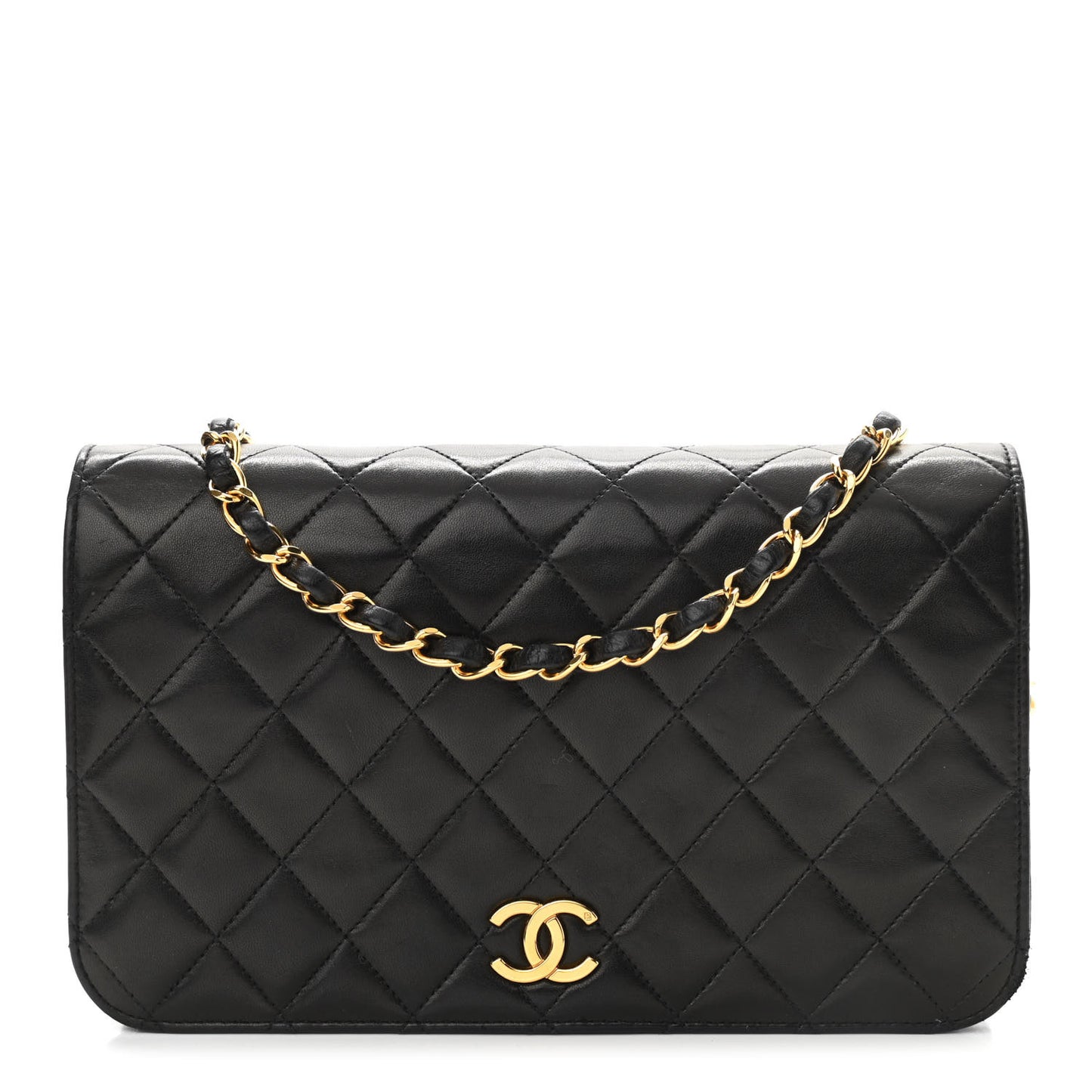 Lambskin Quilted Small Single Flap Black