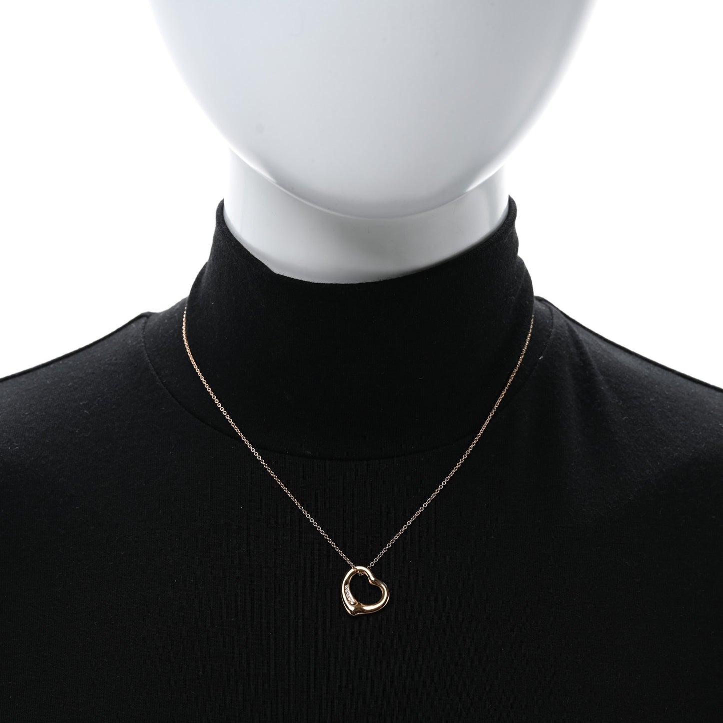 18K Yellow Gold Diamond 16mm Elsa Peretti Open Heart Pendant Necklace