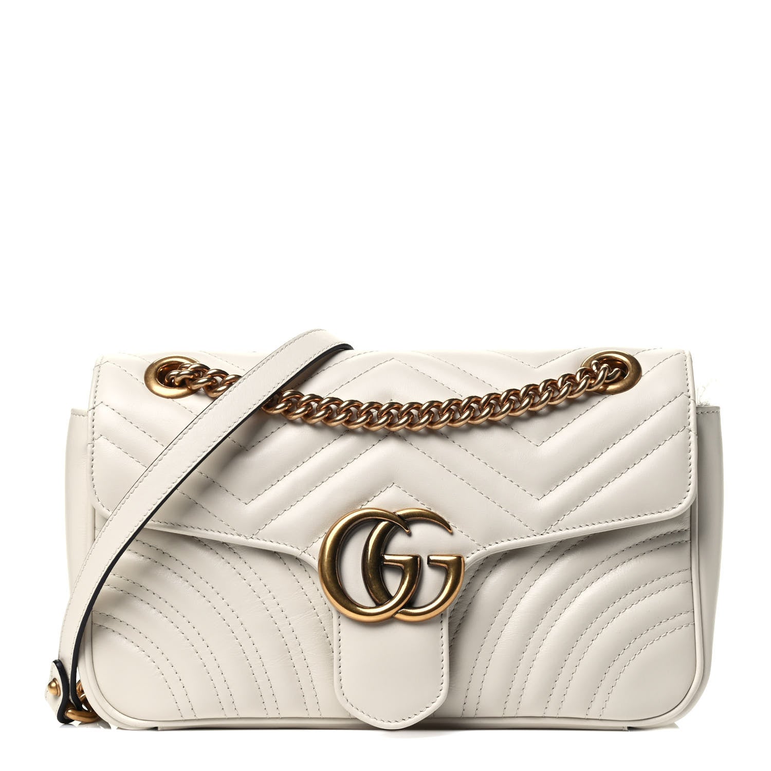 Gucci Calfskin Matelasse Small GG Marmont Shoulder Bag White 1 of 3