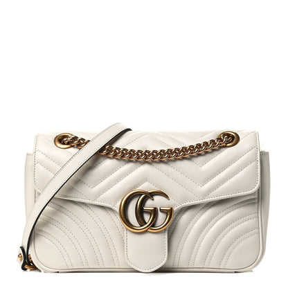 Gucci Calfskin Matelasse Small GG Marmont Shoulder Bag White 1 of 3
