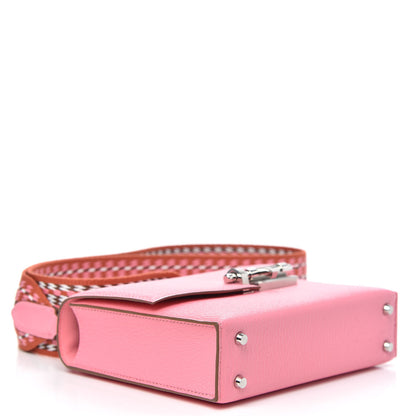 Hermes Chevre Mysore Mini Verrou Large Strap Bag Rose Confetti White 4 of 10