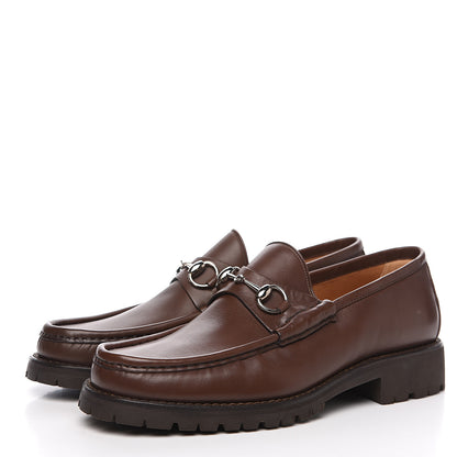 Gucci Laredo Calfskin Mens Horsebit Lug Sole Loafers 9 Brown 3 of 9