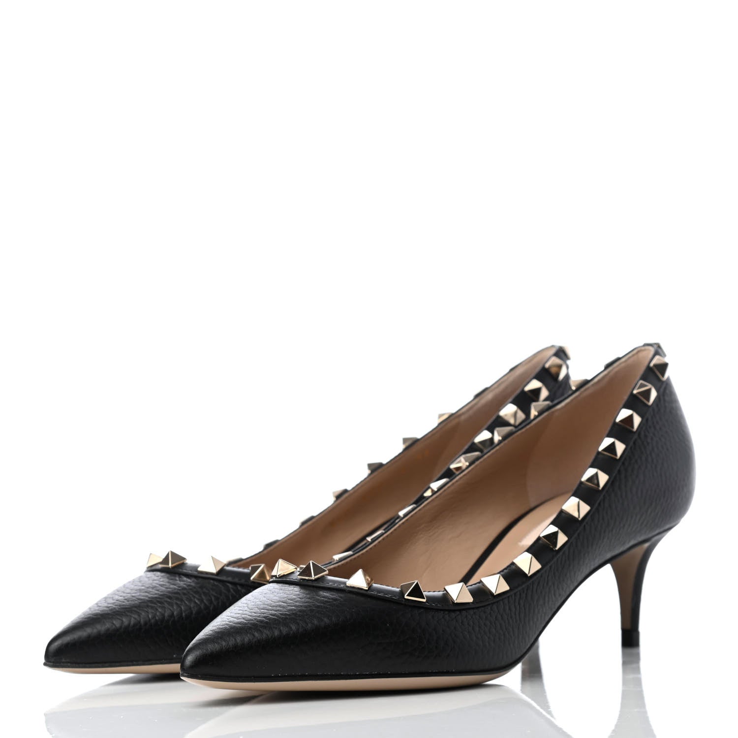 Valentino Garavani Pebbled Calfskin Rockstud 50mm Pumps 36 Black 3 of 11