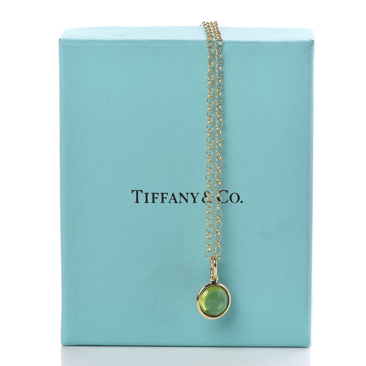 18K Yellow Gold Peridot Paloma Picasso Dot Charm Pendant Necklace
