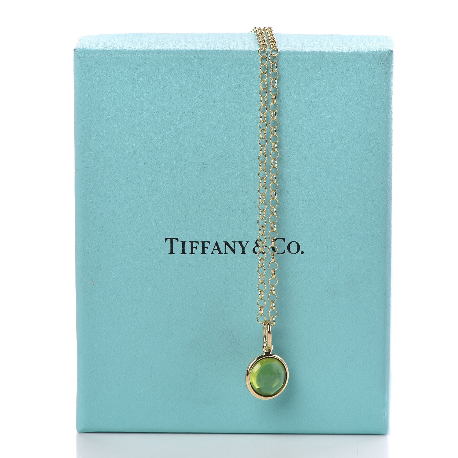 Tiffany 18K Yellow Gold Peridot Paloma Picasso Dot Charm Pendant Necklace 7 of 7