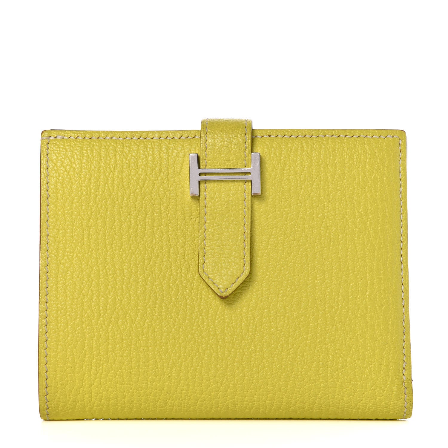 Hermes Chevre Mysore Bearn Compact Wallet Lime 1 of 9