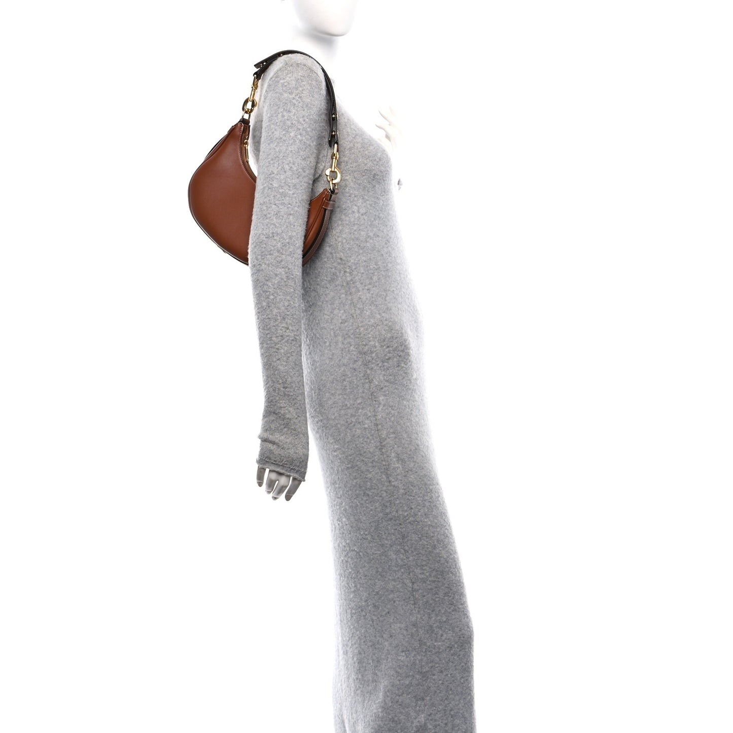Smooth Calfskin Medium Strap Ava Shoulder Bag Tan