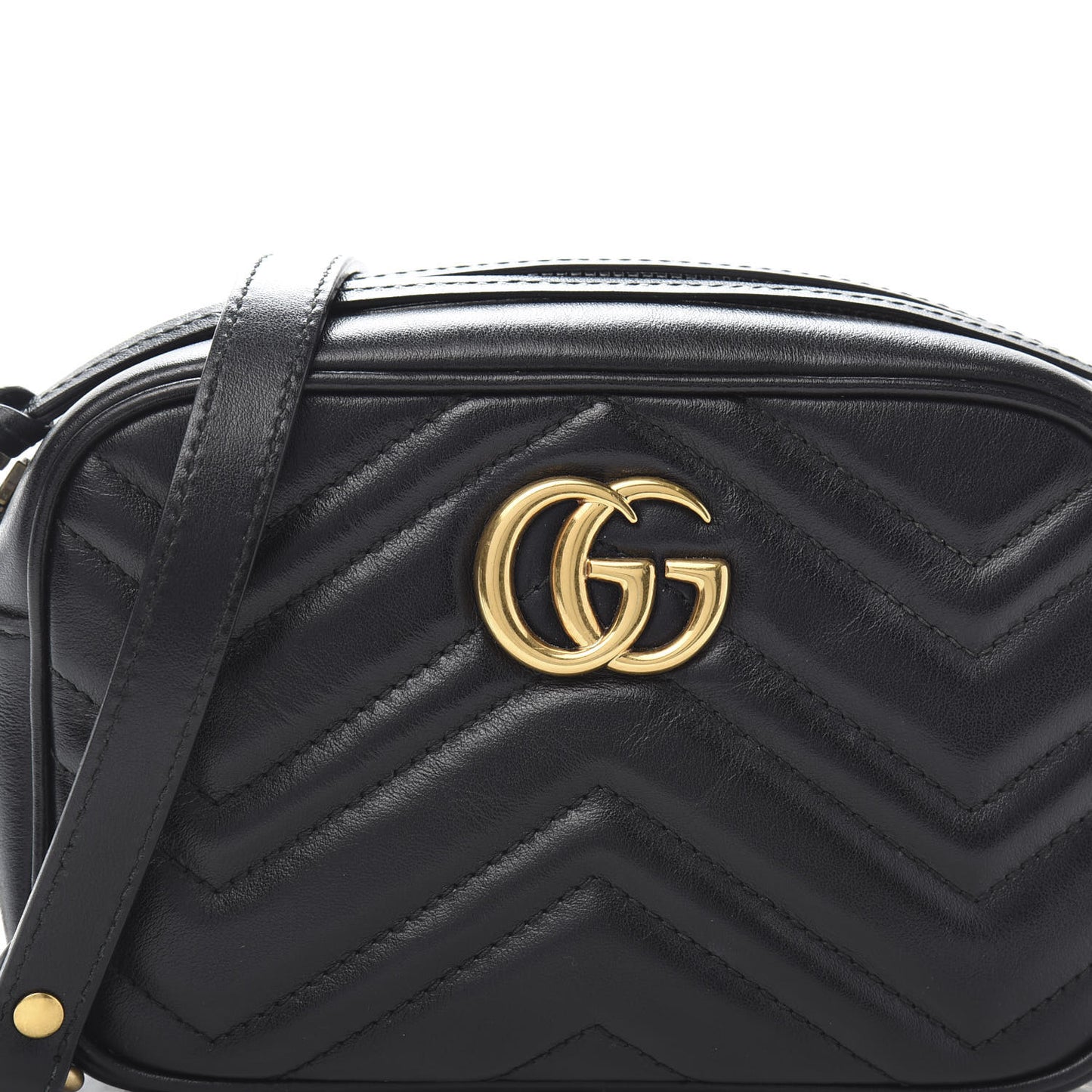Calfskin Matelasse Mini GG Marmont Chain Shoulder Bag Black