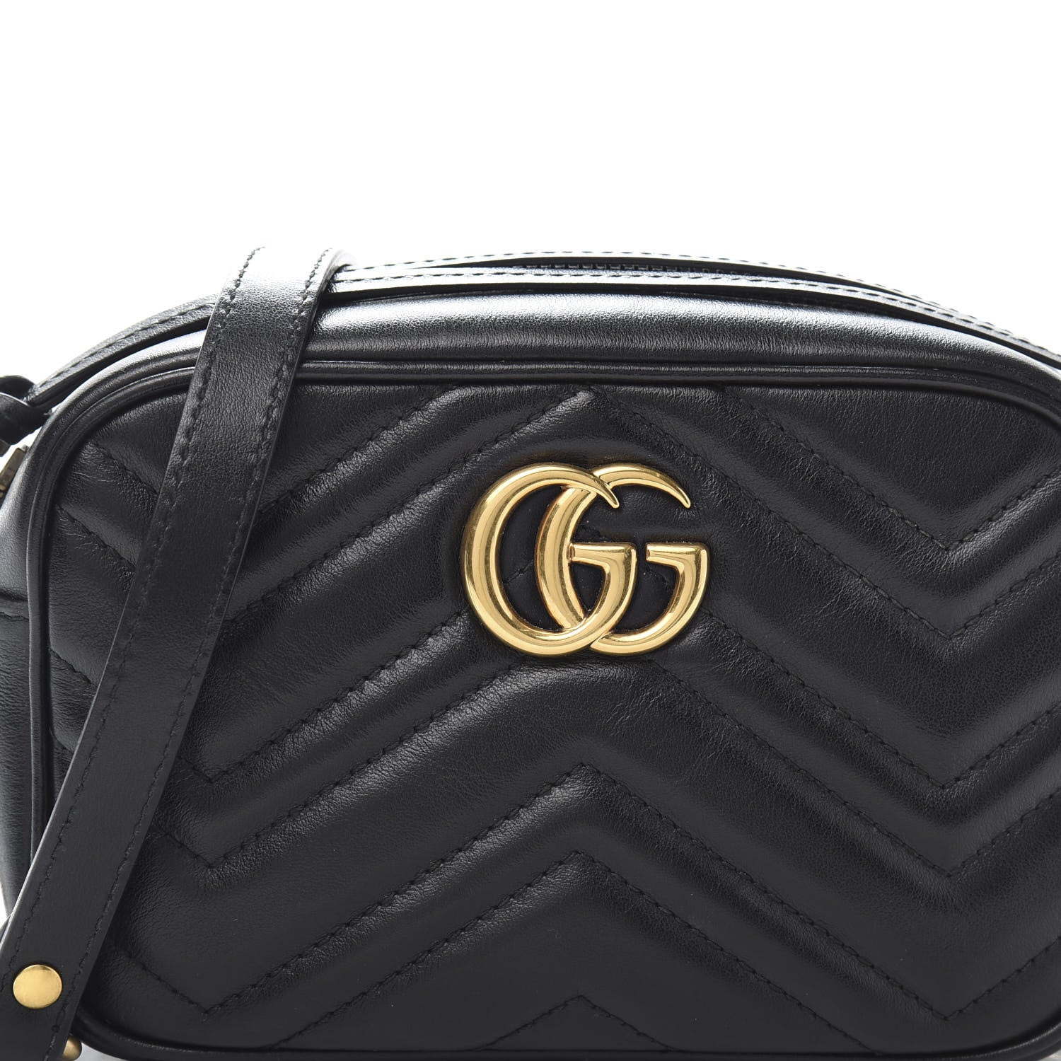Gucci Calfskin Matelasse Mini GG Marmont Chain Shoulder Bag Black 11 of 11